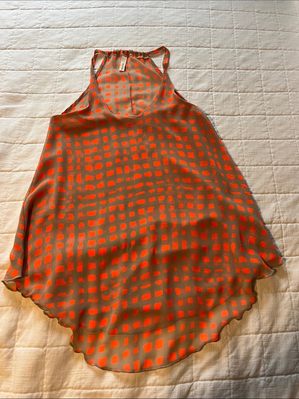 Tyche Orange Square Print Racerback Camisole